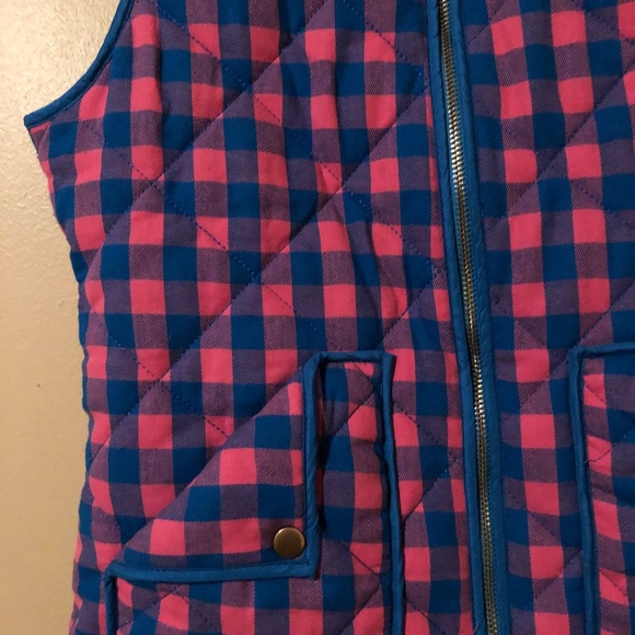 Boutique blue/pink Gingham Vest Quilted Medium - Picture 2 of 3